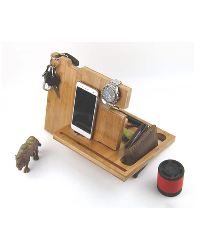 WOODEN DESK ORGANISER WITH PHONE HOLDER