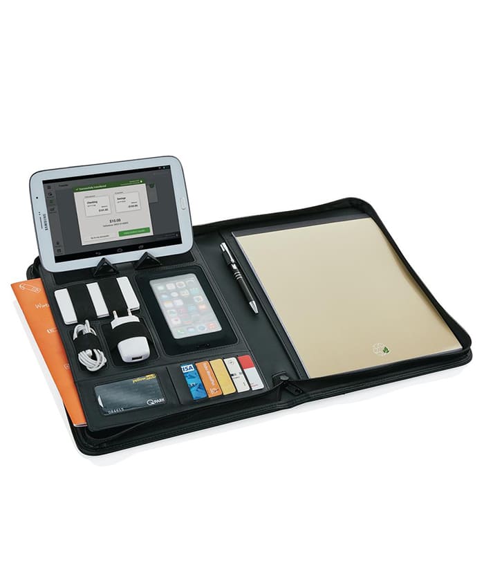 PU LEATHER PORTFOLIO WITH TABLET STAND