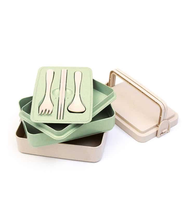 3 Tier Wheat Fibre Lunch Box Utensils