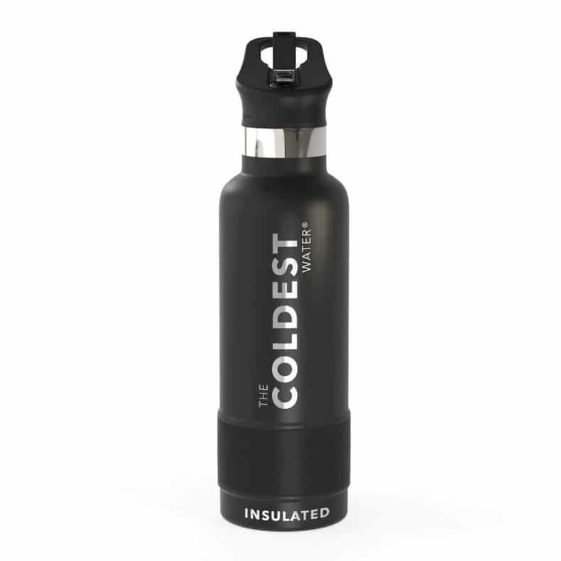 The Coldest 21 Oz Sports Thermal Bottle - Flip Top Straw Lid (Stealth Black)