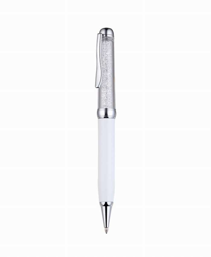 WHITE CRYSTAL PREMIUM METALLIC PEN