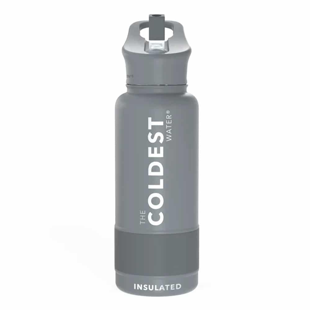 The Coldest 32 Oz Sports Thermal Bottle - Flip Top Straw Lid (Gun Metal Grey)