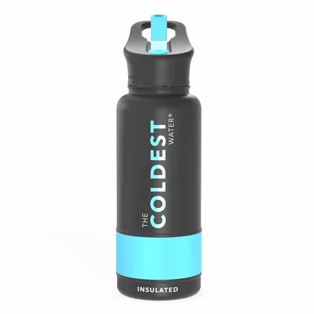 The Coldest 32 Oz Sports Thermal Bottle - Flip Top Straw Lid (Matte Black)