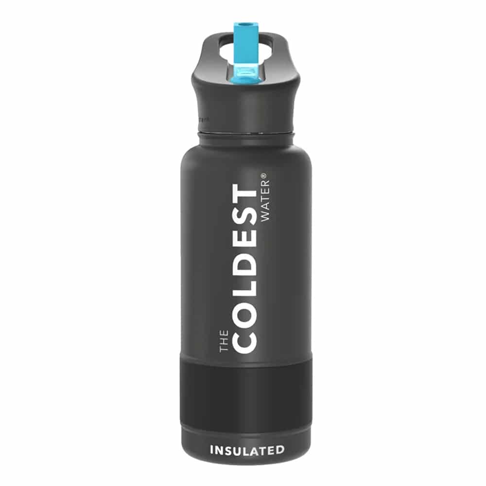 The Coldest 32 Oz Sports Thermal Bottle - Flip Top Straw Lid (Stealth Black)