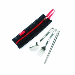 STAINLESS STEEL CUTLERY SET WITH POUCH