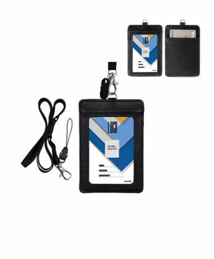 LEATHER BADGE HOLDER WITH LANYARD