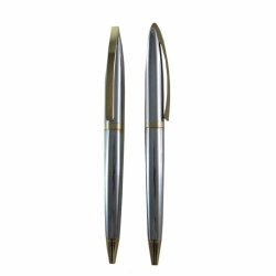 CLASSIC CHROME METAL BALL PEN WITH GOLD CLIP
