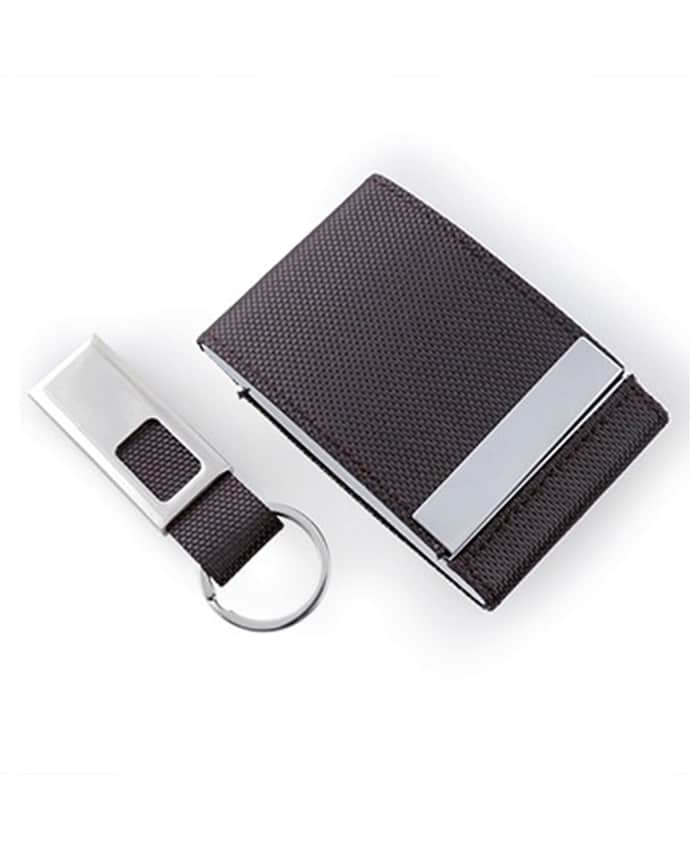 DOUBLE SIDE NAME CARD HOLDER WITH KEYCHAIN