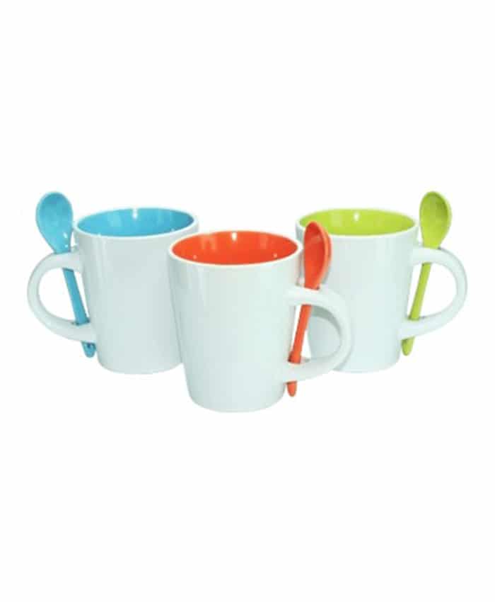 DUAL COLOR CERAMIC MUG WITH SPOON