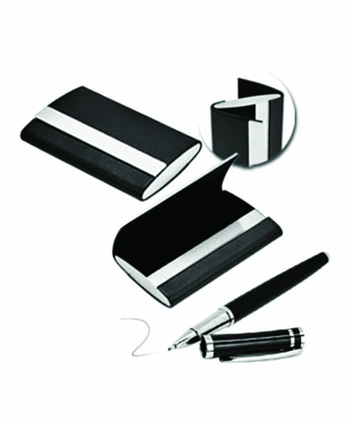 DUAL CARD HOLDER WITH METAL PEN GIFT SET