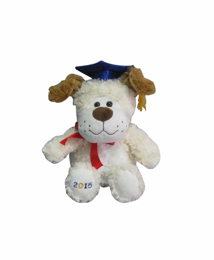 CUTE PLUSH LONG FUR GRADUATION DOG