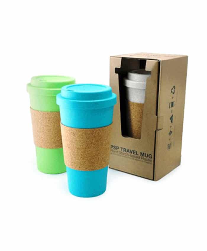 HOT BEVERAGE TRAVEL MUG WITH CORK SLEEVE