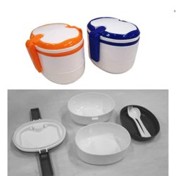 PLASTIC 3 TIER LUNCH BOX WITH FORK & SPOON