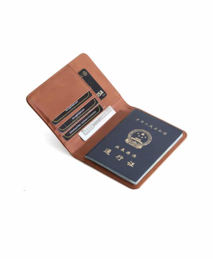 RFID Secure PU Leather Passport Holder