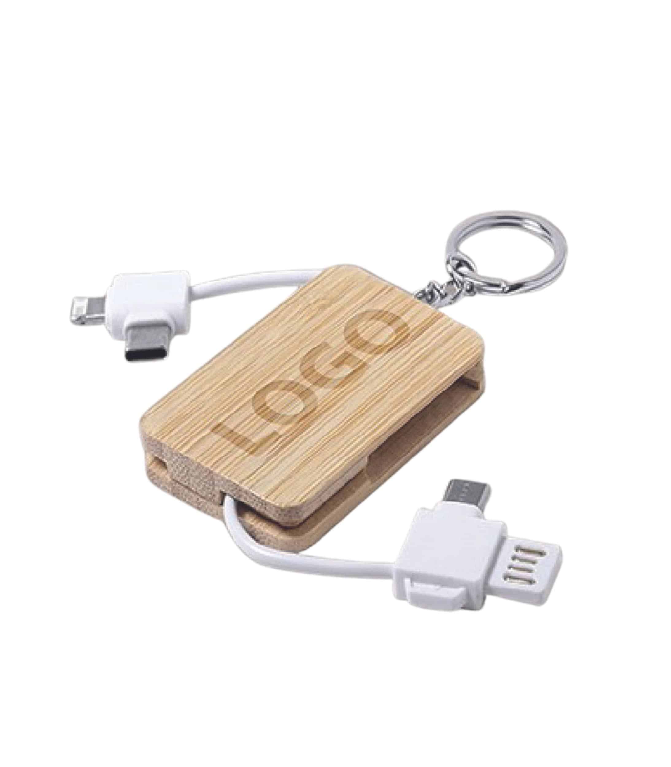 Bamboo Keyring Charging Cable