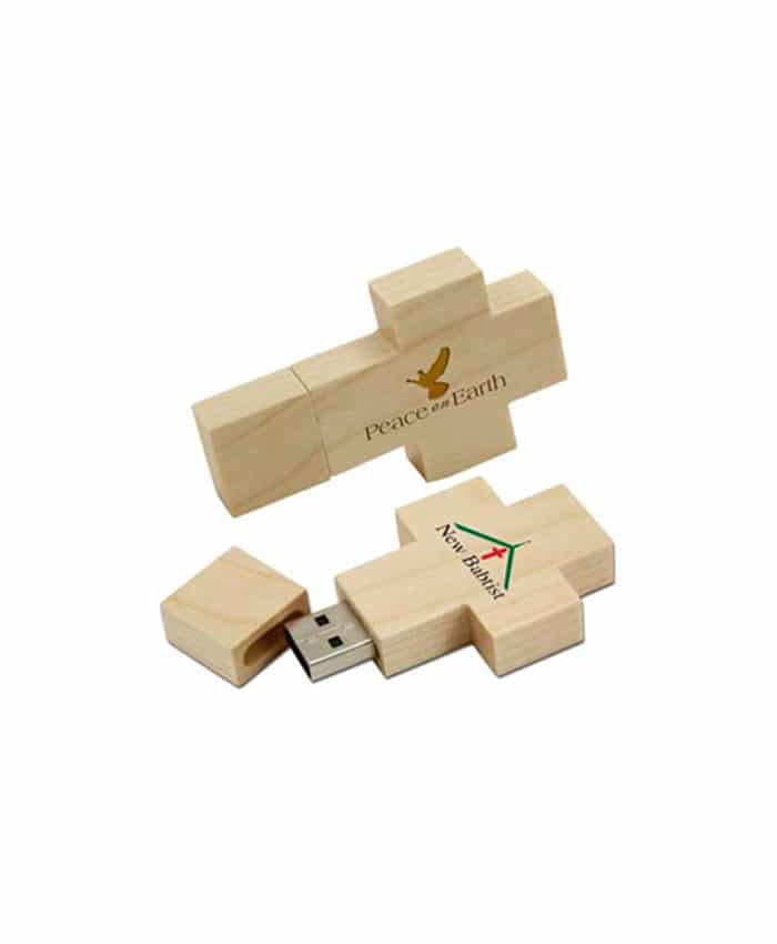 WOODEN CHRISTIAN CROSS FLASH-DRIVE