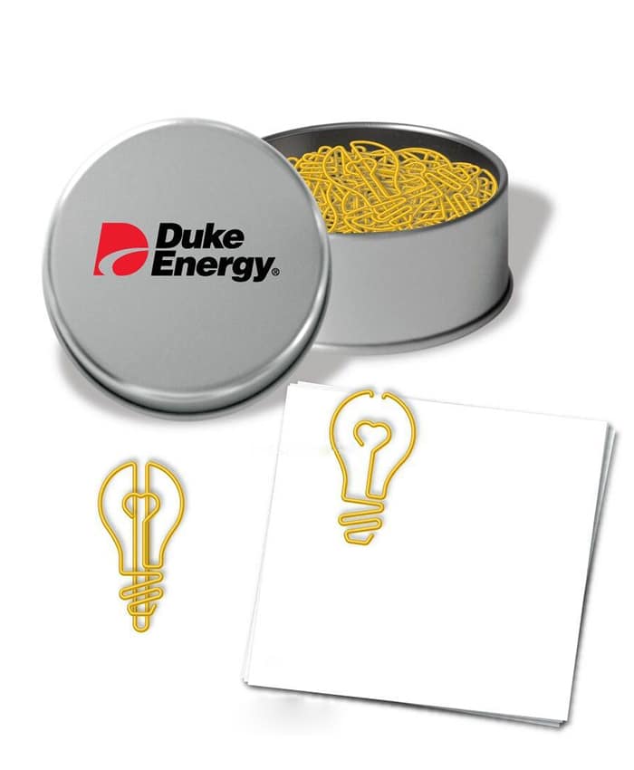 LIGHT BULB SHAPED PAPER CLIP WITH TIN BOX