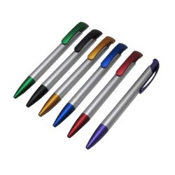 SILVER BARREL PLASTIC BALL PEN