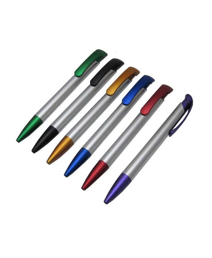 SILVER BARREL PLASTIC BALL PEN