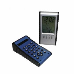 two sided clock with calculator with rubber grip