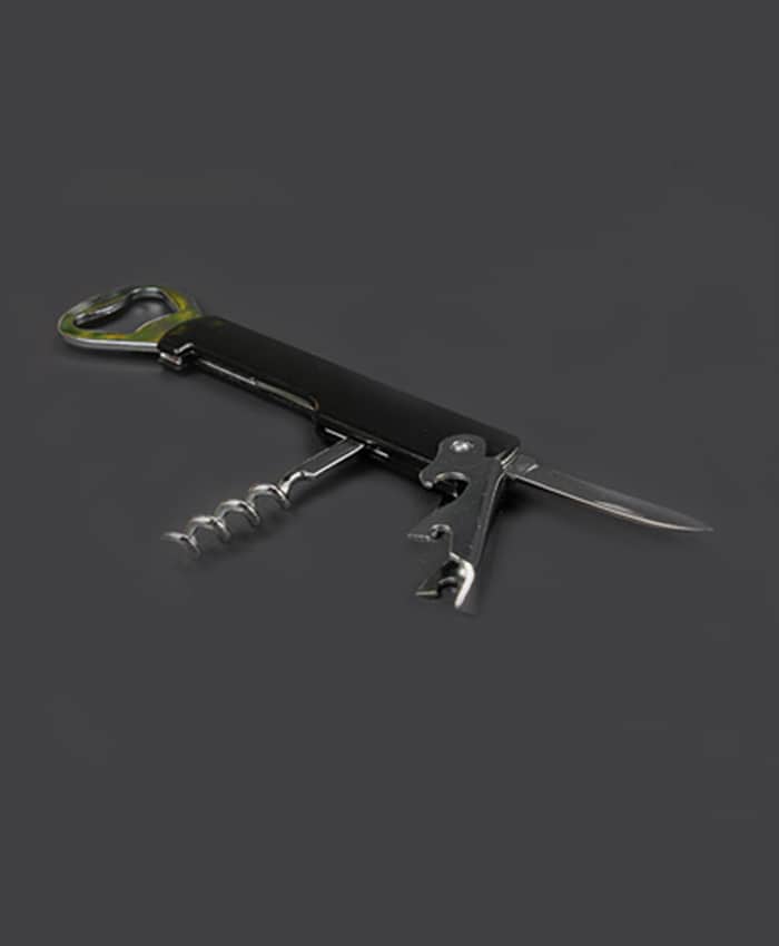 BLACK PLASTIC WINE AND BOTTLE OPENER