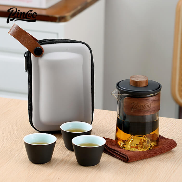 PORTABLE TEA SET WITH THREE CUPS