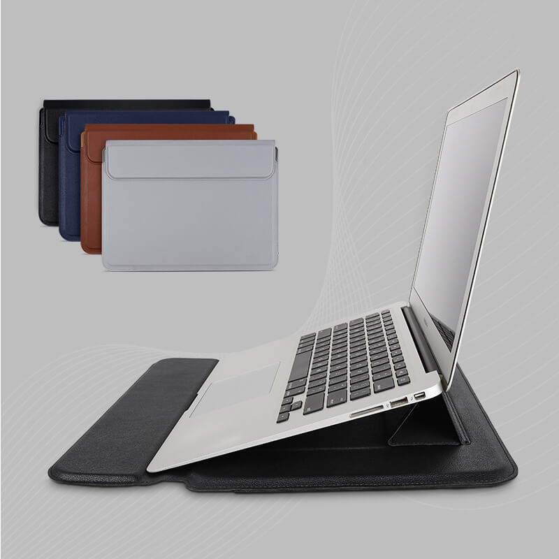 2 in 1 PU Leather Laptop Sleeve with Stand