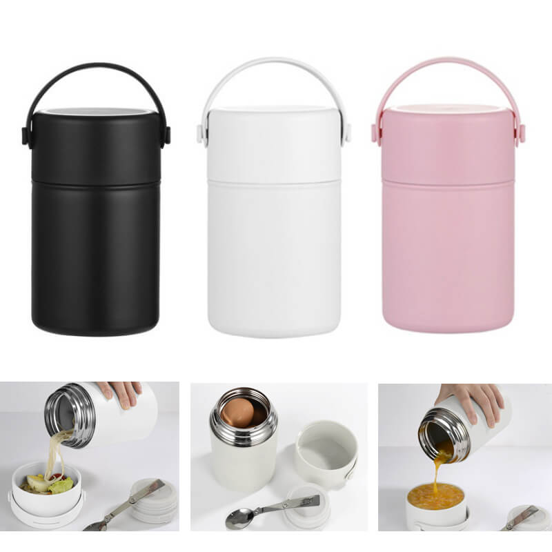 Thermal Food Jar with Handle Lid and Spoon