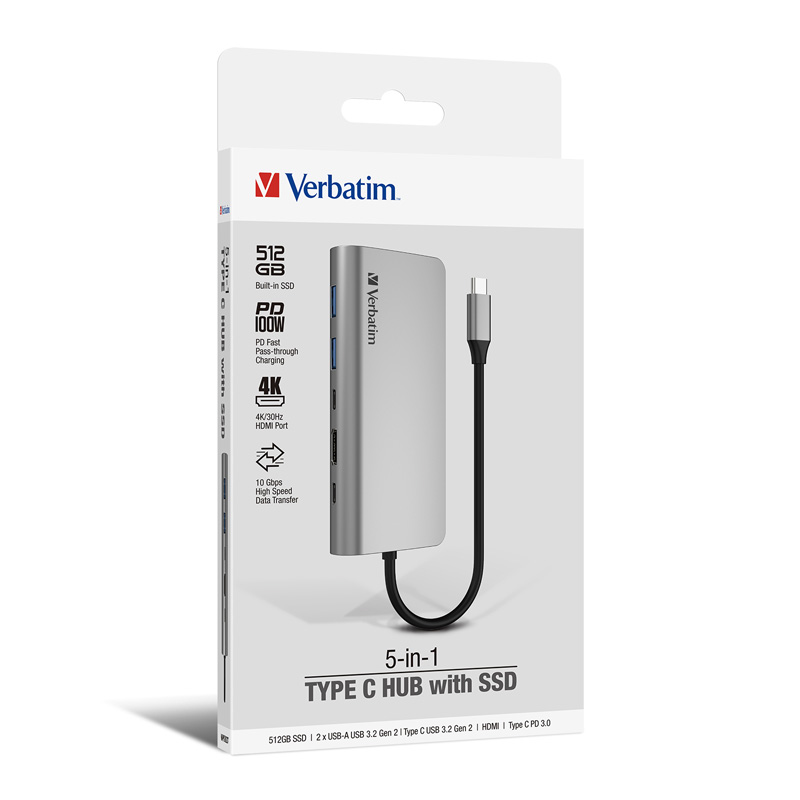 Verbatim 5-in-1 Type C Hub with SSD