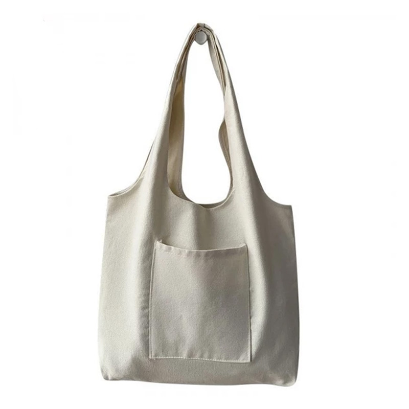 Canvas Tote Bag with One Front Pocket