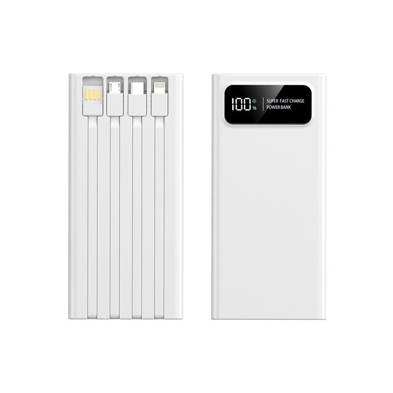 Quick Charge Power Bank with Built In Cables