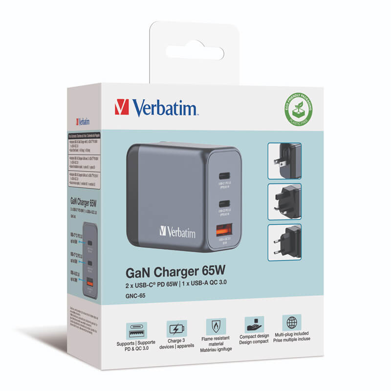 Verbatim 3-Port 65W GaN Charger (GNC-65)