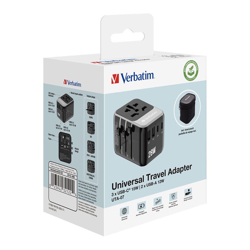 Verbatim 5 Port 28W Universal Travel Adapter (UTA-07)
