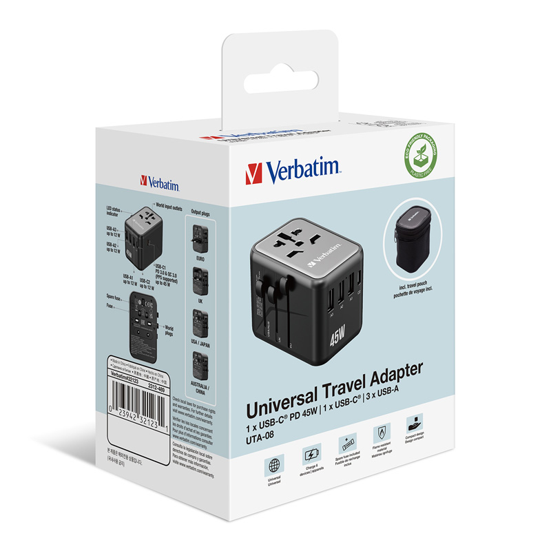 Verbatim 5 Port 45W Universal Travel Adapter (UTA-08)