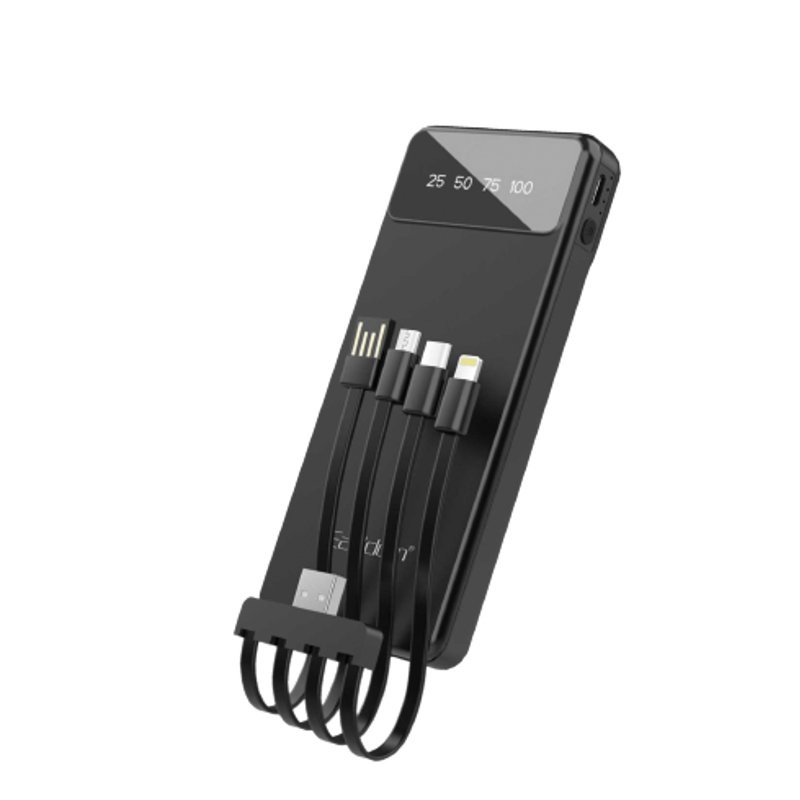 Slim 10000mAh Detachable Built-in Cables Power Bank