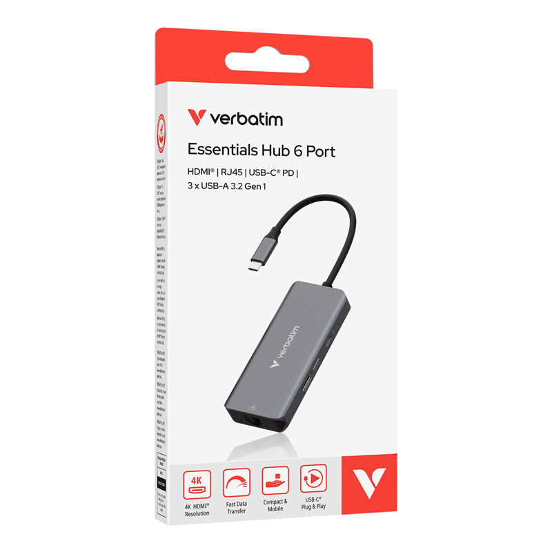 Verbatim Essentials USB-C Multiport Hub 6 Port with RJ45