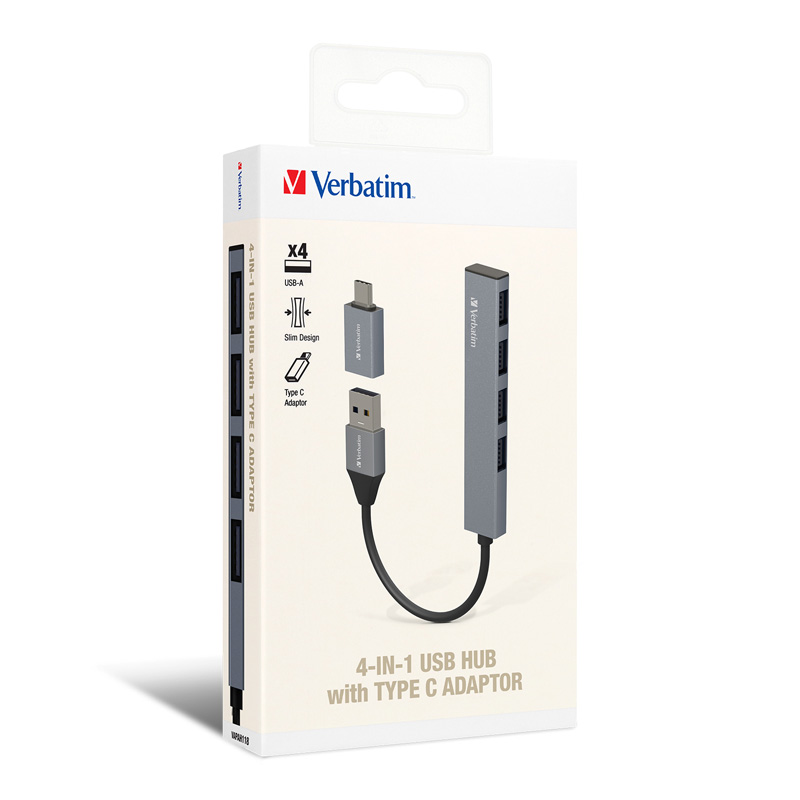 Verbatim 4-in-1 USB Hub with Type C Adaptor