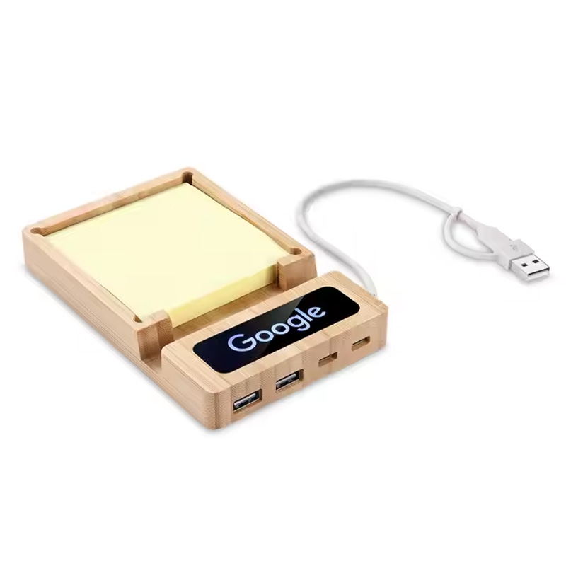 Eco Friendly Luminous Hub Dual USB 2.0 Type C with Sticky Notes