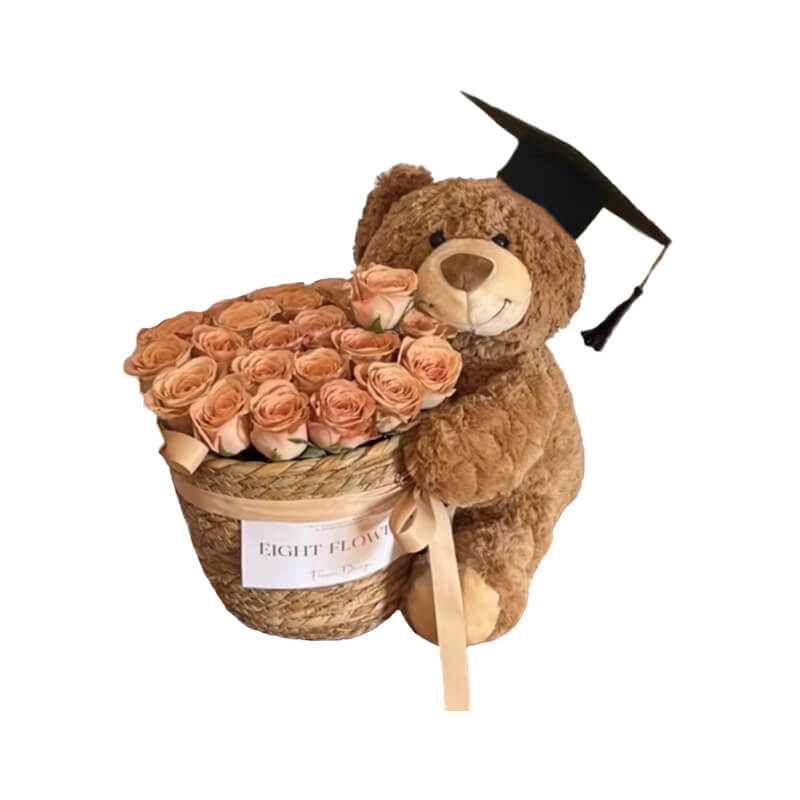 Bear and Bouquet Graduation Plush